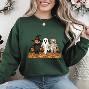 Cute bear trick or treat, halloween sweater, spooky sweater, Crewneck sweater, spooky womens sweater