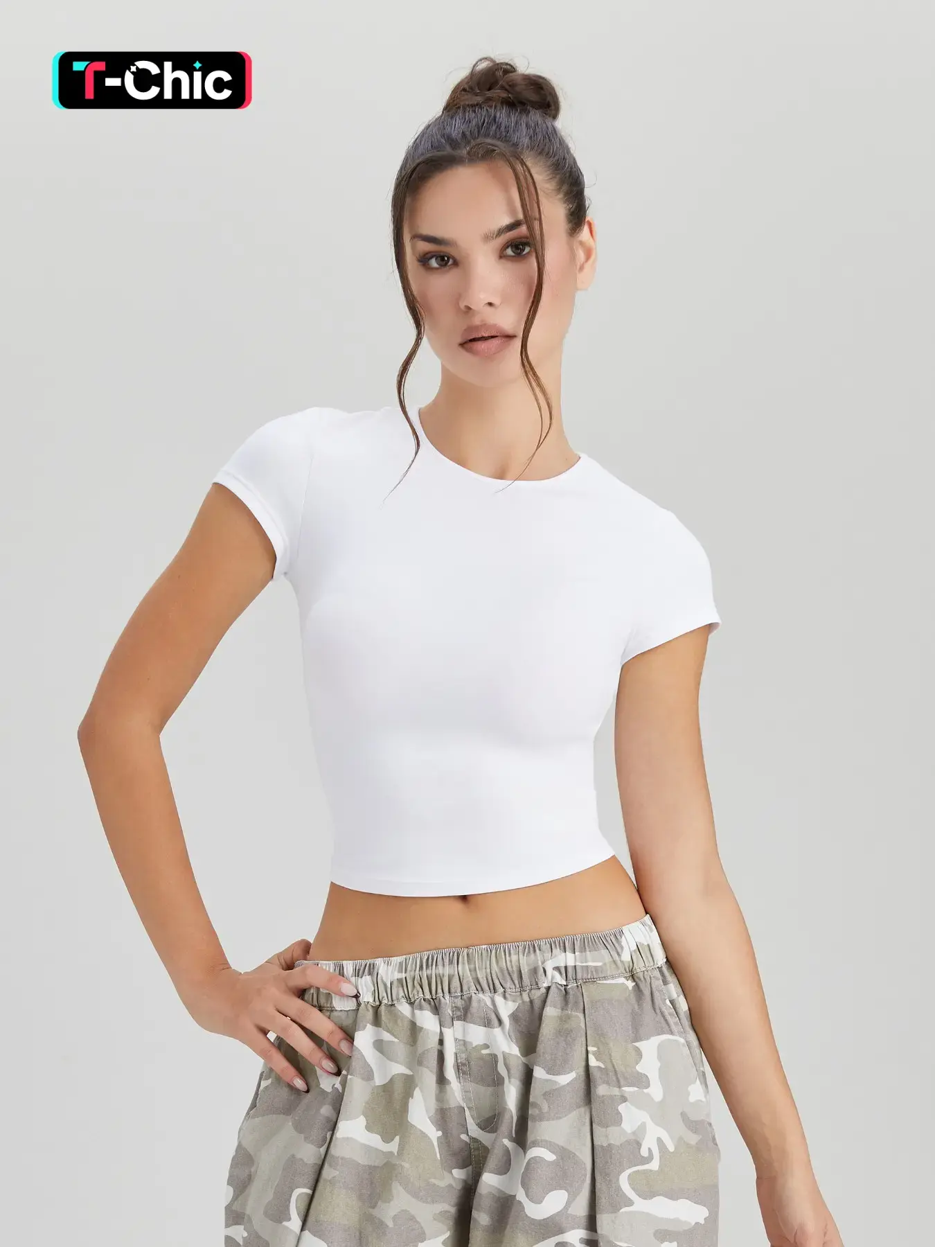 Women's Y2K Crop Top, Slim-Fit High-Waisted Basic Short Tee, Summer Streetwear Trend, Everyday Casual Plain Design, Minimalist All-Season Fashion, Chic