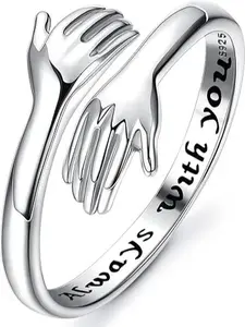 2pcs Hug Ring for Women Men Adjustable Hugging Hands Open Love Promise Friendship Wedding Ring