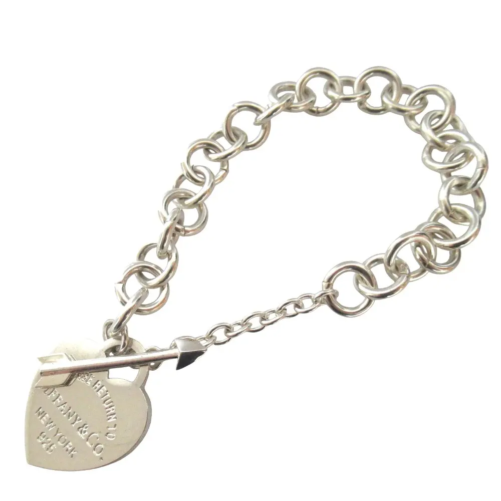Pre-owned Tiffany & Co. Sterling Silver 925 (Ag925) Small Leather Goods Tiffany&Co Return to Heart Arrow Silver Bracelet