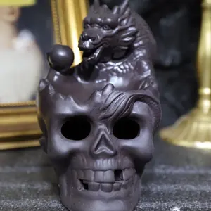 Skull Ceramic Incense Burner waterfall , 1 count ceramic incense holder,creative home decoration,home fragrance accessories (without incense)