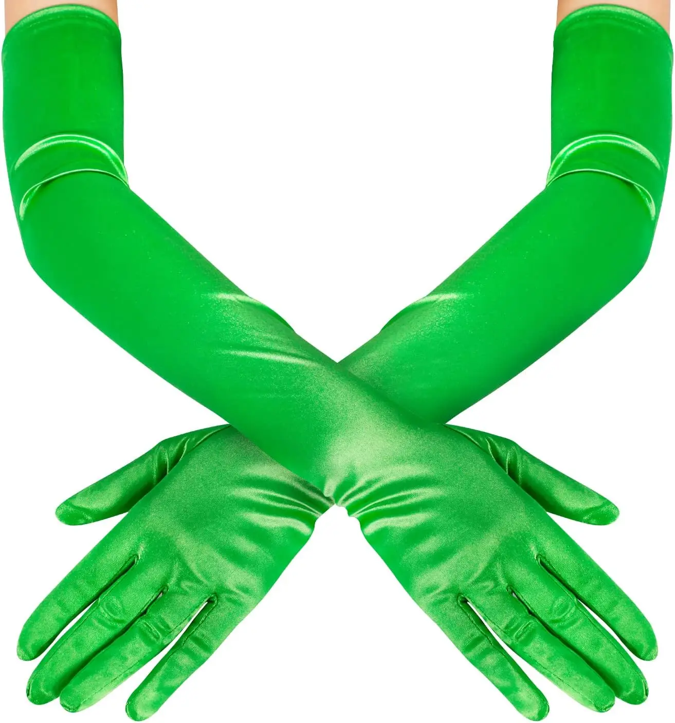 Long Opera Party Gloves for Women 1920s 20s Satin Gloves Costumes Elbow Length Bridal Evening Dress, 21 inches
