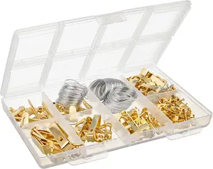 Picture Hanging Assortment Kit, Brass, 220 Piece Set Organiser Hangable