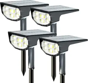 Solar Spot Lights Outdoor IP68 Waterproof, Ultra-Bright Performance,Simple Modes for Easier Operation, Auto On/Off,Solar Powered Landscape Lights for Garden, Yard, Pathway (Cool White, 4 Pack)