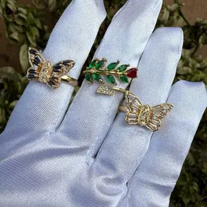 Adjustable butterfly rings Anniversary Birthday Engagement Auspicious Wedding Daily