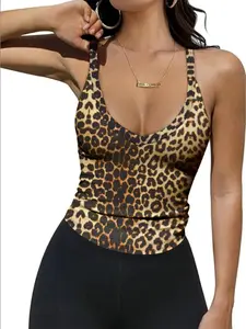 Women's V-neck Short cropped tank top, trendy leopard print for summer | #CroppedTank #LeopardVibes #SummerEssential