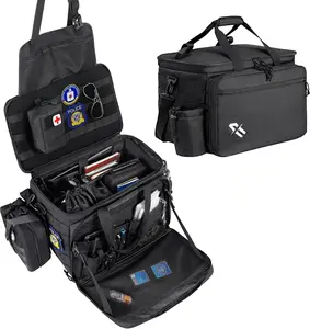 Patrol Bag Law Enforcement,  Gear Bag for  Front Seat Organizer with Cup Holders, MOLLE System, Fits  Passenger Seat (Black)