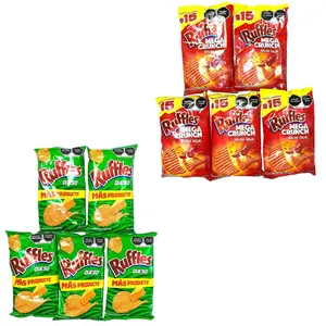 5 - PK RUFFLES MEGA CRUNCH or RUFFLES SABOR QUESO -  Sabritas Chips, Snack Crispy Crunchy Bite - MEXICAN CHIPS - PAPITAS MEXICANAS - SABRITAS MEXICANAS