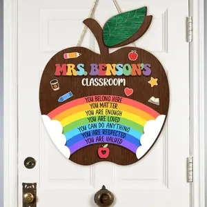 Personalized Classroom Door Sign, Classroom Decor, Teacher Wooden Door Sign, Teacher Appreciation, Classroom Door Hanger, Back To School