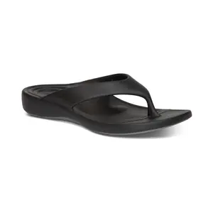 Aetrex Maui Flips - Women - Matte Black | Women's Orthotic Flip Flops for Arch Support & Foot Pain Relief