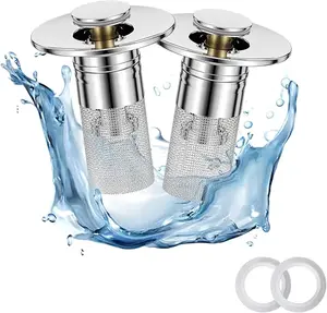 Bathroom Sink Drain Strainer, Pop-up Sink Drain Strainer with Removable Stainless Steel Strainer Basket Hair Catcher, Bathroom Sink Strainer for Bathroom Sink Stopper Replacement