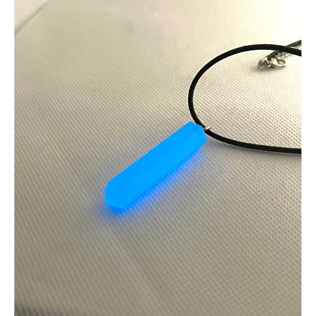 Handmade Resin Necklace with Glow in the Dark Cylinder