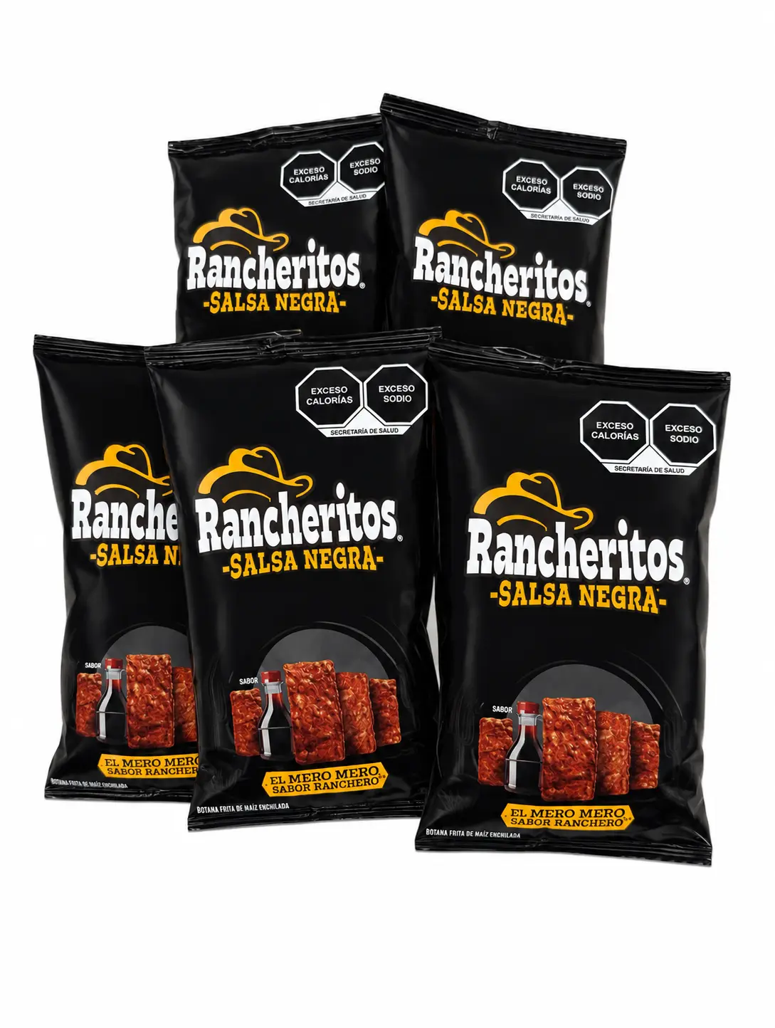 Rancheritos Salsa Negra Mexican Corn Chips Snack 50g (5 Pack, Small bags) – Worcestershire Sauce Flavor