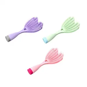 Massage Brush - Elastic Scalp Massage Brush, Wet and Dry Comb, Hollow Hair Brush - Lightweight, Smooth and Durable Handle