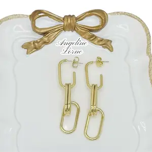 Earrings paper clips E0372 14k Laminated High Quality