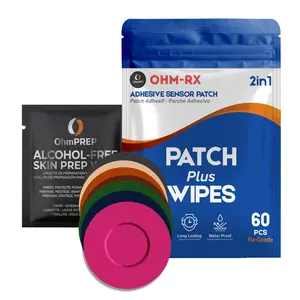 OHM-RX Freestyle Libre 3 Sensor Cover Patch Adhesive 2in1 Patch Plus Wipes 60 PCS Rx-Grade Alcohol-Free Skin Prep
