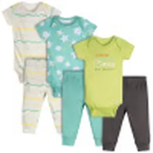 Onesies Brand Baby Gender Neutral Bodysuits and Active Pants Set, 6-Pack