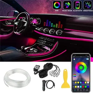 Car LED Interior Light Strip, APP Control Car Dashboard Light Strip, 6M Car RGB Interior Environment LED Strip Light, 5 In 1 RGB 16 Million Color Environment Lighting Kit, Synchronous Music Car Decoration Sewing Edge Decoration Brightness
