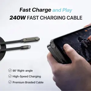 Invisible Holder Charging Cable, 1.5m Length 240W Super Fast Charging 2-in-1 Charging Cord & Phone Stand, Suitable for Gaming, Office and Travel Scenarios, Compatible,iPhone, Samsung&Type-C Interface Devices,iphone chargers