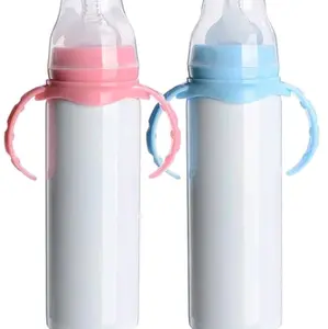 Customize Baby Bottles 8 oz Stainless Steel with Pink and Blue Handles for Easy Feeding