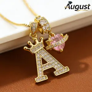 A-Z Crown Initial Letter Heart Necklace Perfect for Everyday Wear Elegant for Special Occasions, and a Great Anniversary Gift