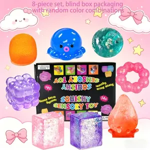 8pcs/set Super Soft Elastic Squeeze Blind Box, Soft Squishy Fidget, Random Color, Stress Relief Toys for Kids and Adults, Relieve Boredom and Anxiety, Small Gifts for Friends Gatherings