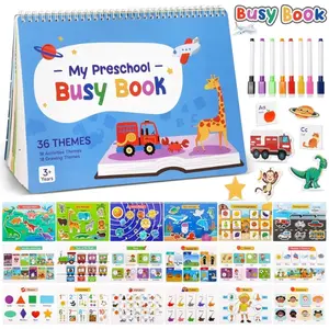 Busy Book for Toddlers 3-5 | Montessori Preschool Learning Activity Book, Tracing & Coloring Practice for Kids 4-8 | Sensory Travel Toy, Autism-Friendly Educational Gift