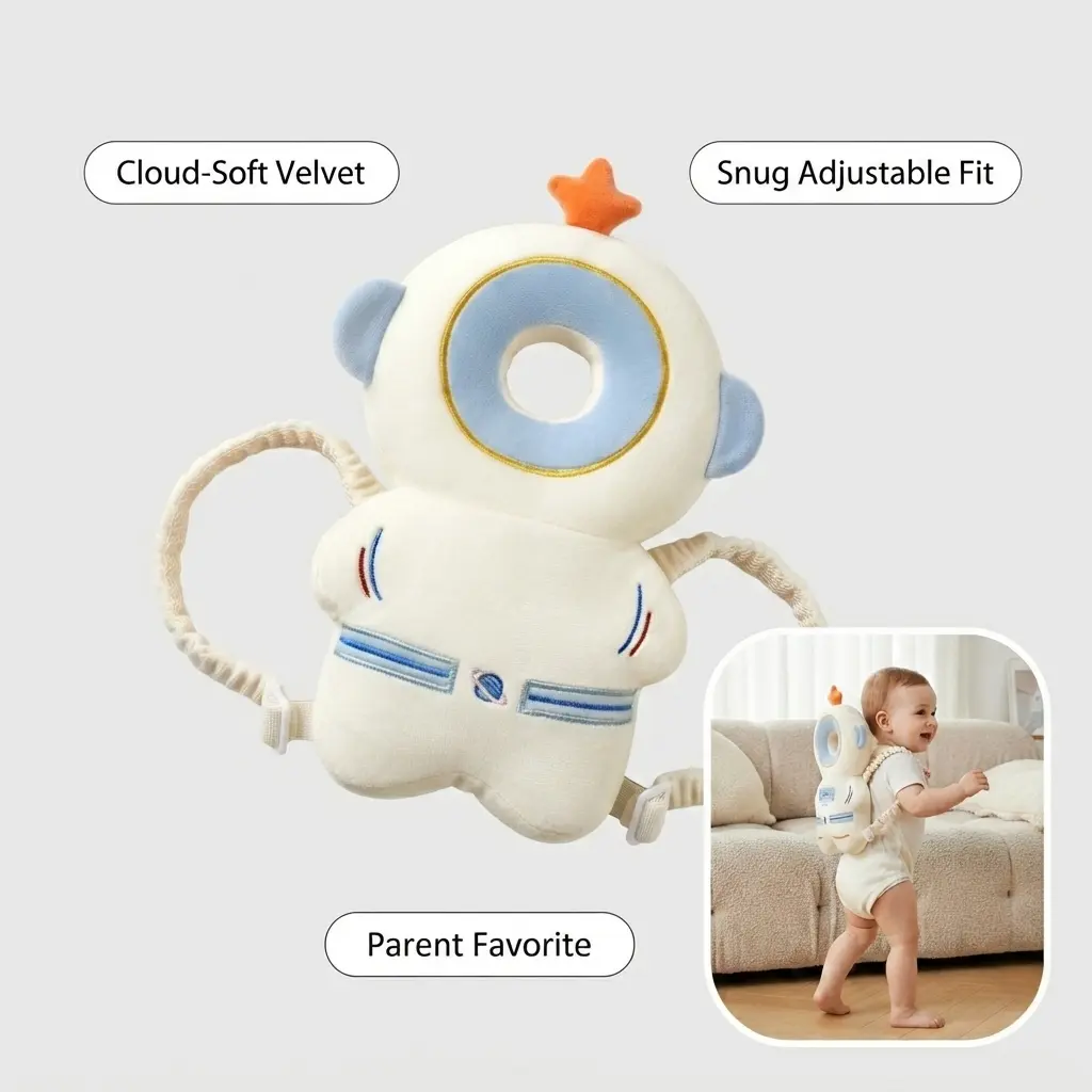 RENFUGUI Cosmic White Astronaut Wearable Back Pad, Adjustable Soft Baby Backpack with Hollow Airflow Design for 5-24 Months, Breathable Infant Backpack for Sitting Standing Milestones, Baby Shower Gift