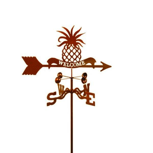EZ Vane EZ1905-RF Metal Welcome Pineapple Weathervane, 25" H x 21" W x 9" L, with Roof Mount, Mounting Hardware for Guests