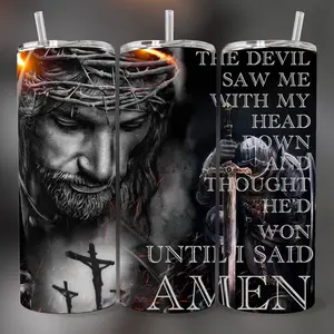 Jesus quote 20 oz Tumbler - BPA Free, stainless steel, Leak proof, durable, with clear lid