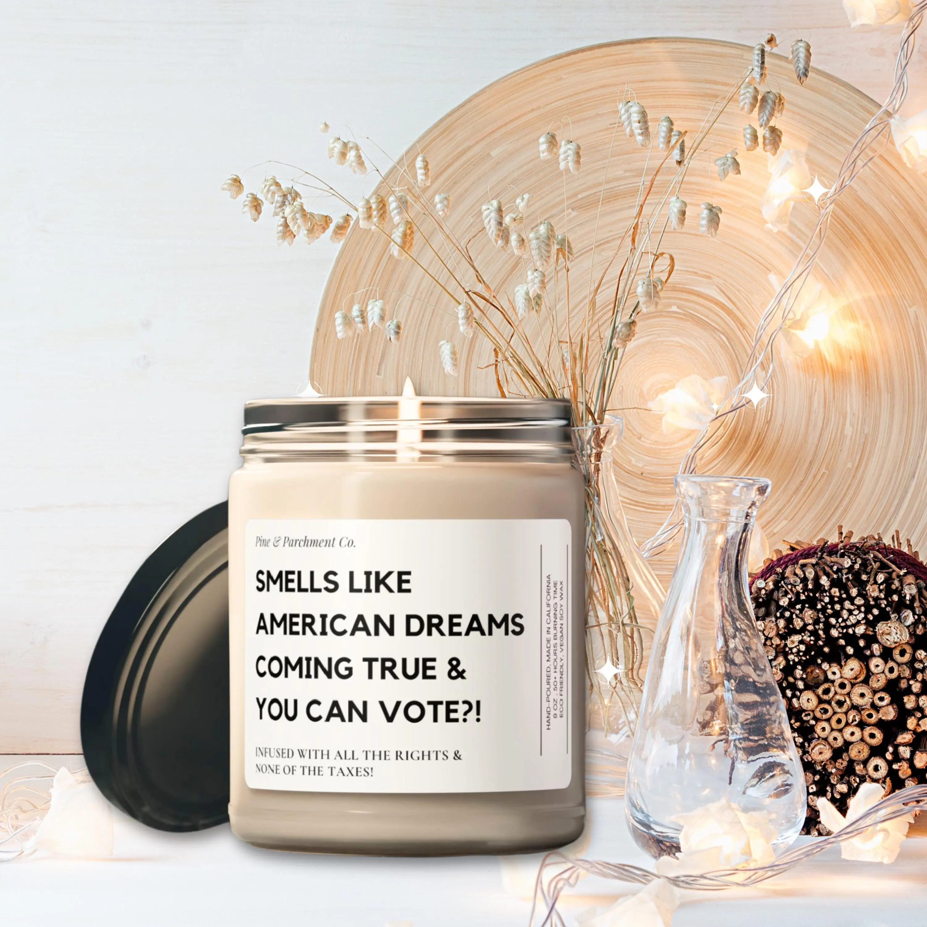 US Citizenship Funny Candle Gift Naturalization Immigration New American Citizen Smells Like American Dream Coming True & You Can Vote