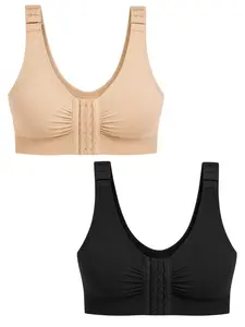 Colombian Post Surgery Compression Bra Front Closure with Back Support - Sostén Compresión Post Quirúrgica Cierre Frontal