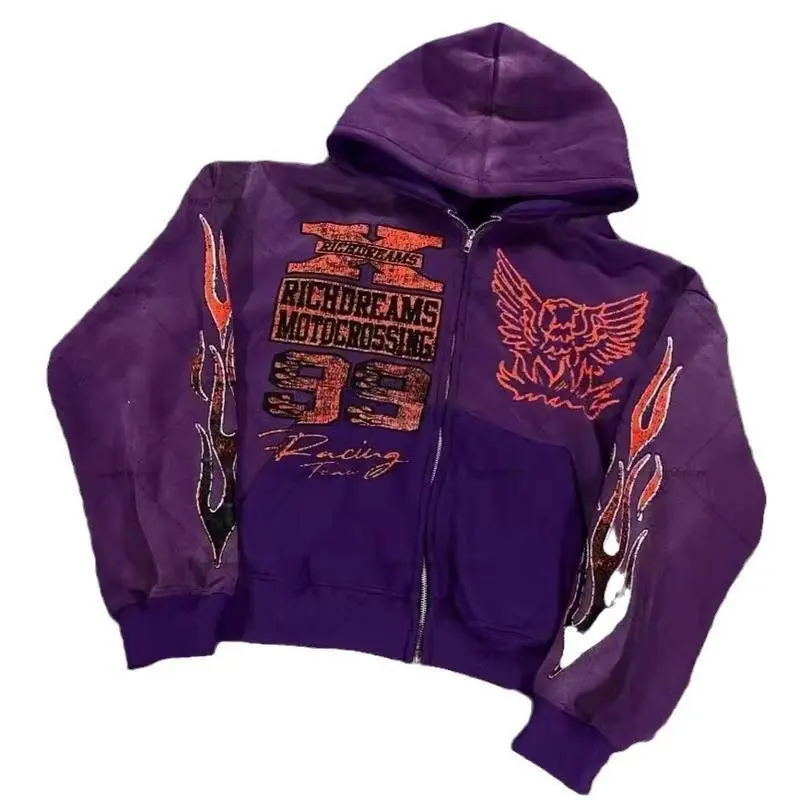 2025 Street Hip-Hop Printed Hooded Sweatshirt - Unisex Black & Red Zipper Jacket - Harajuku Casual Sweater, Urban Streetwear comfortable long sleeve season wear mud wash denim designer clothing az fashion skull hoodie men  comfort color Menswear Tops