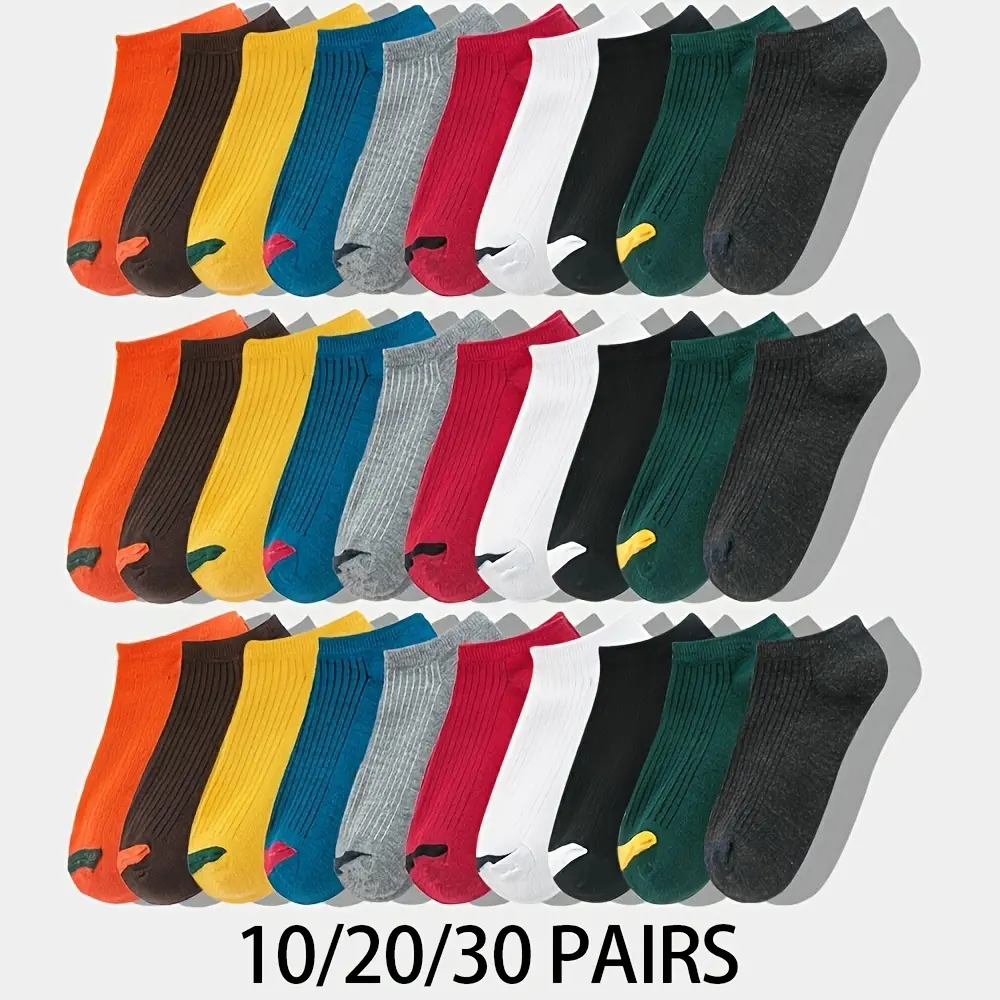 Girls' Colorblock Low-Cut Ankle Socks, 10/20/30 Mixed Pairs, Soft Lightweight Sweat-Absorbing Breathable Comfy Casual Daily All-Season Versatile Outdoor Gift Socks, Breathable Comfy Socks, Casual Daily Socks