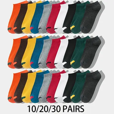 Girls' Colorblock Low-Cut Ankle Socks - Breathable Polyester, Soft Lightweight Sweat-Absorbing, 10/20/30 Mixed Sets, 10 Pairs Mixed Colors, All Seasons Casual Daily Outdoor-Ready Gift
