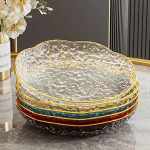 Luxury Petal-Shaped Snack Plate Set, New Holiday Party Fruit Tray, Transparent Fruit Bowl, Salad Plate, Dessert Plate, Table Decor, Salad Serving Plates