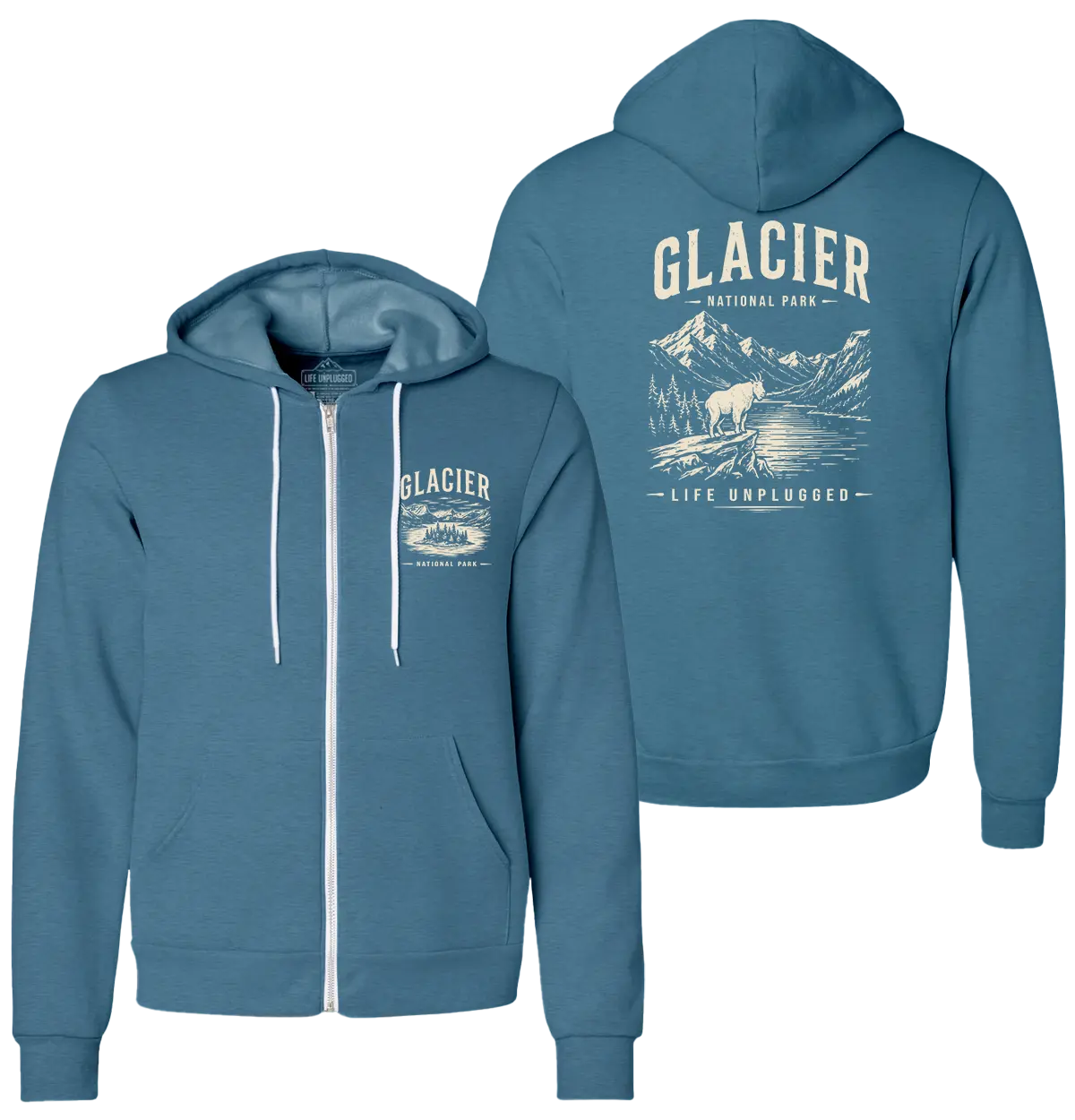 GLACIER NATIONAL PARK Supersoft Midweight Zip Up Hoodie