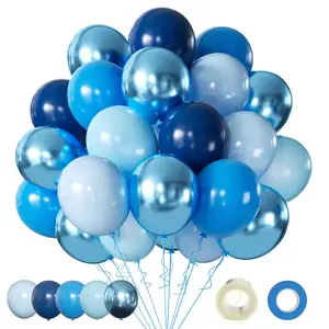 60pcs Blue Metallic & Latex Balloons for Birthday, Wedding, Baby Shower Party Decorations