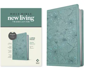 NLT Large Print Thinline Reference Bible, Filament Enabled Edition (Red Letter, Leatherlike, Floral/Teal) -- New Living Translation - Bible