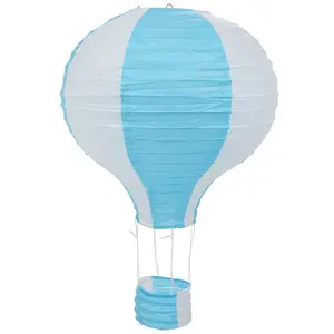 12inch Hot Air Balloon Paper Lantern Lampshade Ceiling Light Wedding Party Decor, Blue Stripes