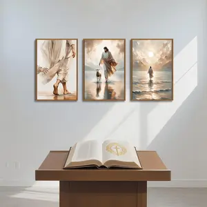 3pcs/set Jesus Christ Canvas Postres Christian Jesus Portrait Wall Art Print Poster I Will Walk with Christ LDS Bible Verse Gift Poster, Unframed