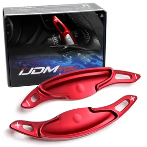 iJDMTOY Performance Red Lightweight Aluminum Large Paddle Shifter Extensions For Hyundai 2019-2022 Elantra N-Line, Veloster N-Line, Kona N-Line