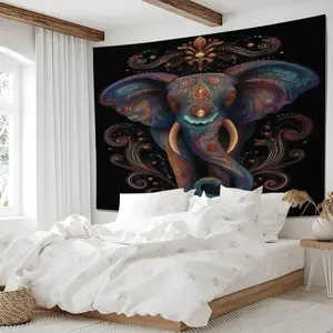 Ethnic Style Elephant Decorative Tapestry, Multi-Functional Wall Decor, Home Bedroom Decor, Available In Multiple Sizes To Fit Various Wall Spaces, Perfect for Bedroom Headboard Background Wall Hanging.