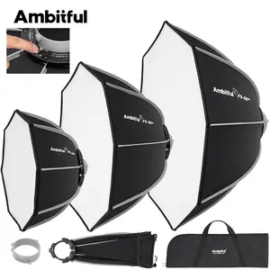 AmbitfulFS Pro Series Bowens Mount Quick-Mount Octagonal Softbox 40/60/80CM, Portrait Photography Fill Light Soft Grid with Replaceable Mount Adapter