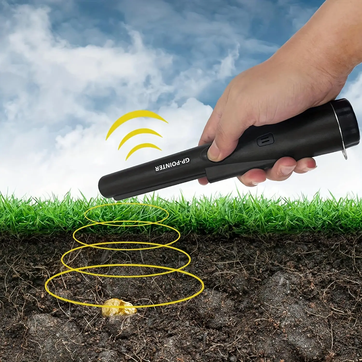 Metal-Detector Pinpointer, Waterproof Handheld Pin Pointer Wand, Battery Required Detector Pinpointer for Finding Coin, Gold, Silver, Relics, Jewelry