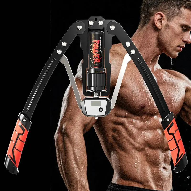 Hydraulic Chest Exerciser Arm Trainer with Adjustable 10-200 lbs Resistance, Home Gym Equipment for Upper Body Strength Training & Chest Workouts