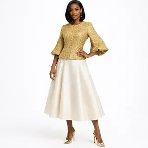 Golden Grace Peplum Skirt Set