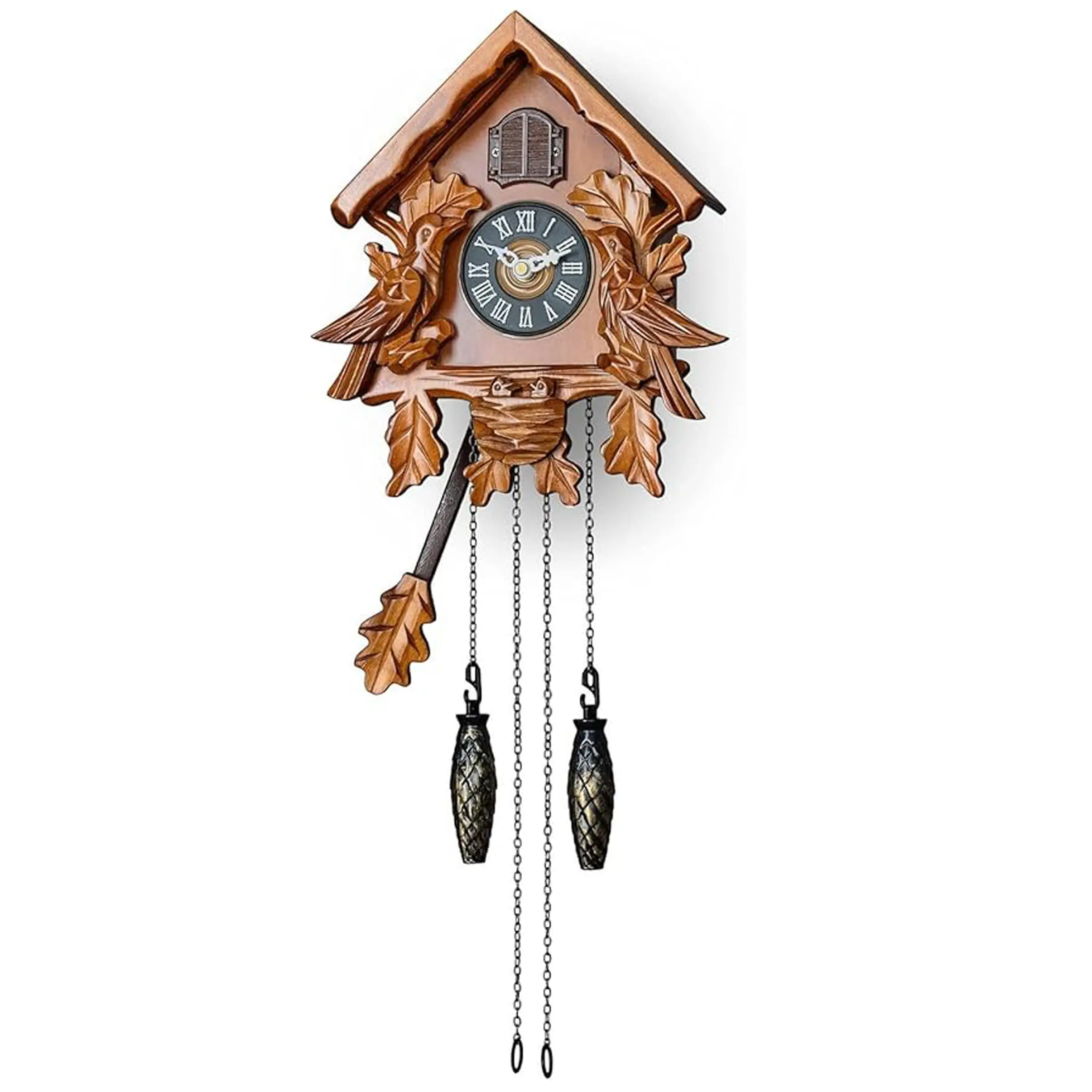 Cuckoo Clocks with Night Mode, Singing Bird and Carved Wood Decorations Room Wooden