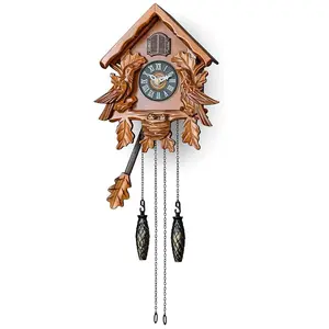 Cuckoo Clocks with Night Mode, Singing Bird and Carved Wood Decorations Room Wooden