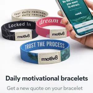 Motiv8 Your Daily Reminder White Wristband with Motiv8 Logo and Text Design for Daily Motivational Quotes